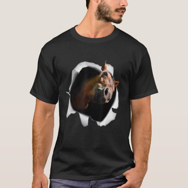 T-shirt Fond d'écran cheval de Derby Équitation Course Ani (Devant)