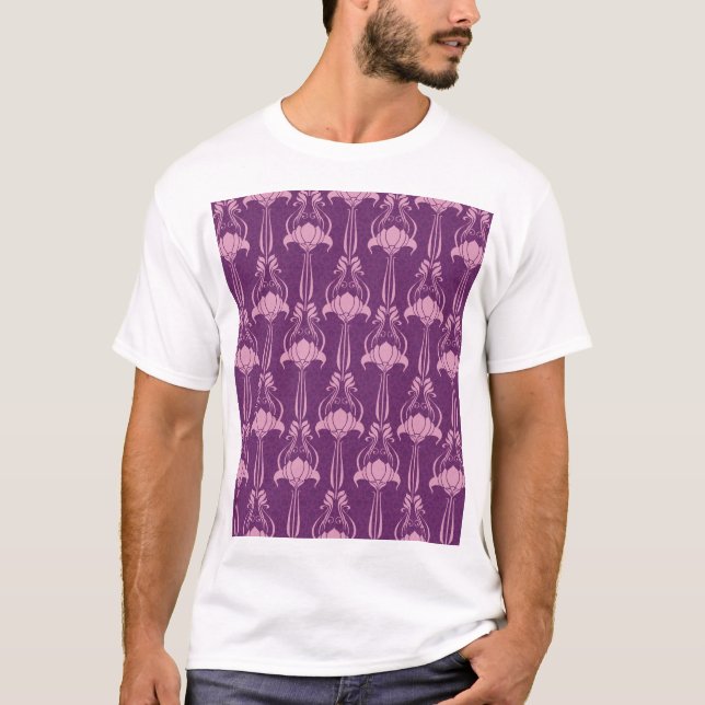 T-shirt Fond d'écran floral violet rose (Devant)