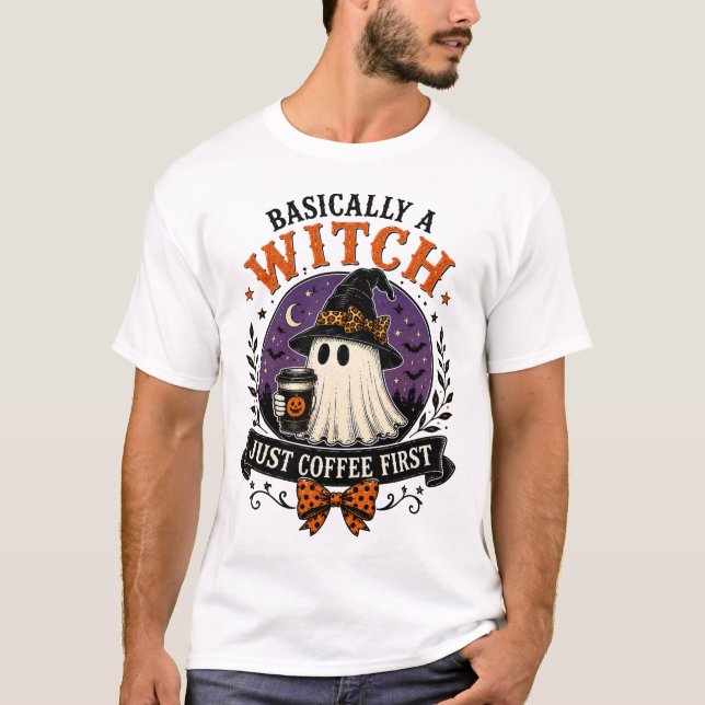 T-shirt Fondamentalement une sorcière juste du café d'abor (Devant)