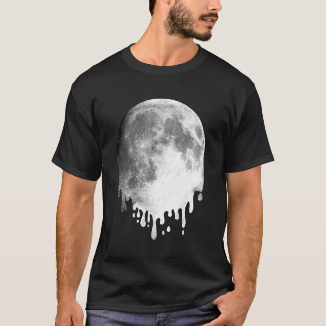 T-shirt Fondre Pleine lune Drippy Space Art (Devant)