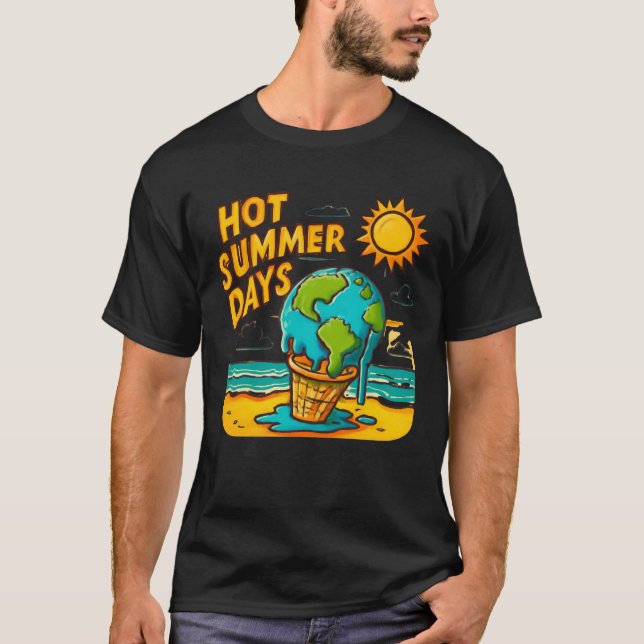 T-shirt Fonte de la crème glacée de la planète - Art chaud (Devant)