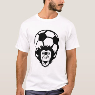 T-shirt foot singe monkey chimpanze football ballon tete