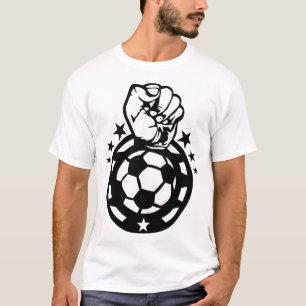 T-shirt foot soccer poing serre logo rageur vainqueur club
