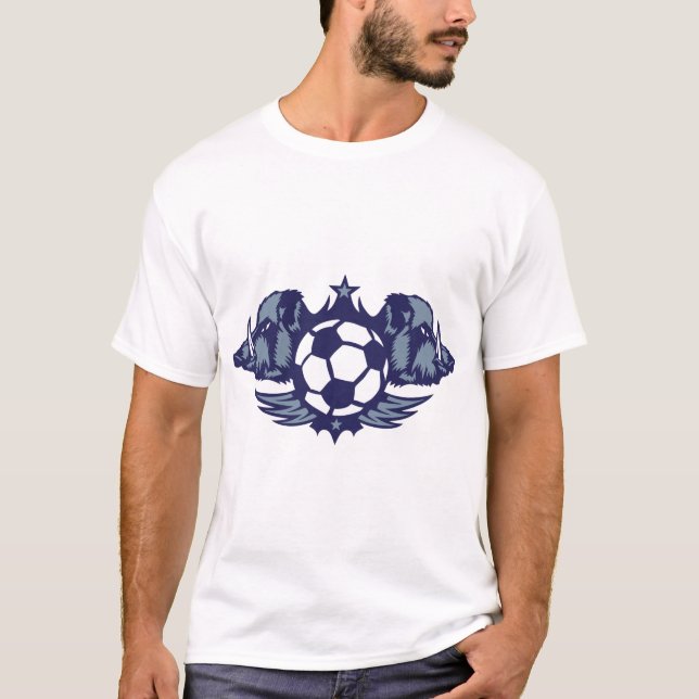 T-shirt foot soccer sanglier logo club ballon boar profil (Devant)