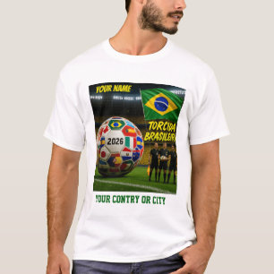 T-shirt Football 2026 Brasil nom personnalisé pays T