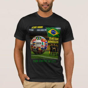 T-shirt Football 2026 Brasil nom personnalisé pays T