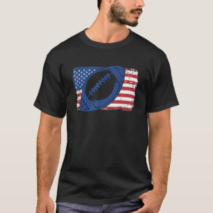 T-shirt Football Américain Sur Drapeau Américain_1