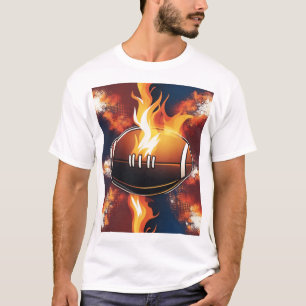 T-shirt Football Américain Sur Le Design Cool De Feu