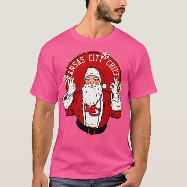 T-shirt Football amusant Santa Claus aime Kansas City Chef (Devant)