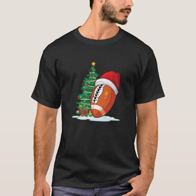 T-shirt Football Ball Santa Chapeau Costume de Noël pour h (Devant)