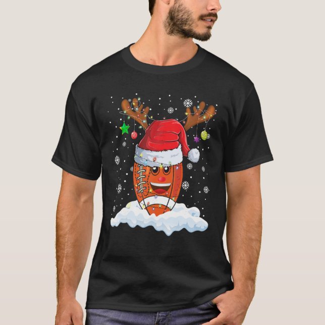 T-shirt Football Ball Santa Hat Reindeer Joyeux Noël L (Devant)