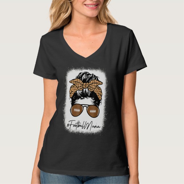 T-shirt Football Bleu Nana Life avec Leopard Messy Bun (Devant)