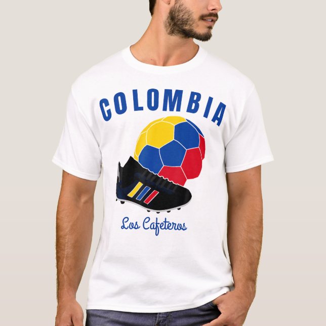 T-shirt Football Boot Ball Cafeteros Colombie Drapeau Foot (Devant)
