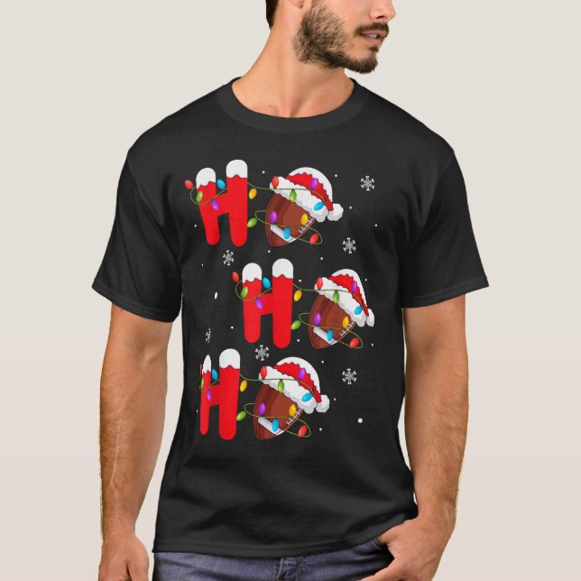 T-shirt Football Christmas Ho Ho Ho Santa Srts Player Funn (Devant)