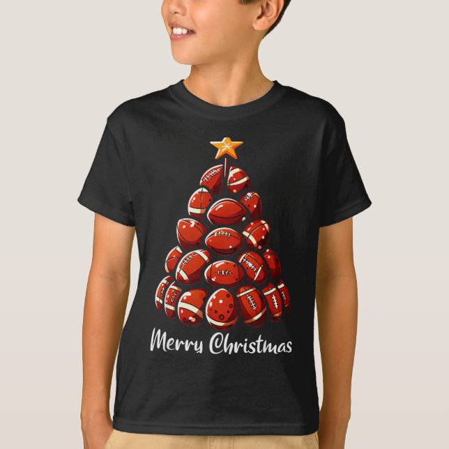 T-shirt Football Christmas Tree Lights Funny Football Play (Devant)
