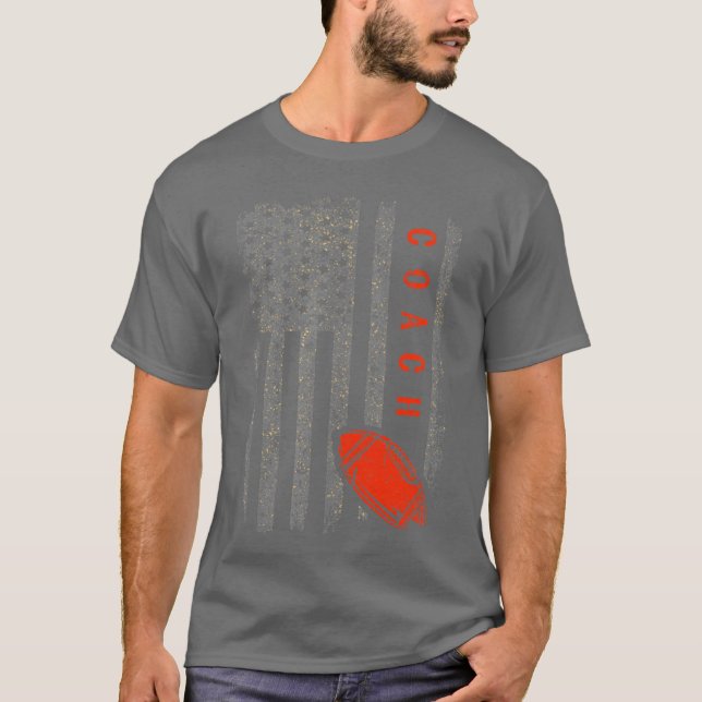 T-shirt Football Coach American Flag Footballrainer Coachi (Devant)