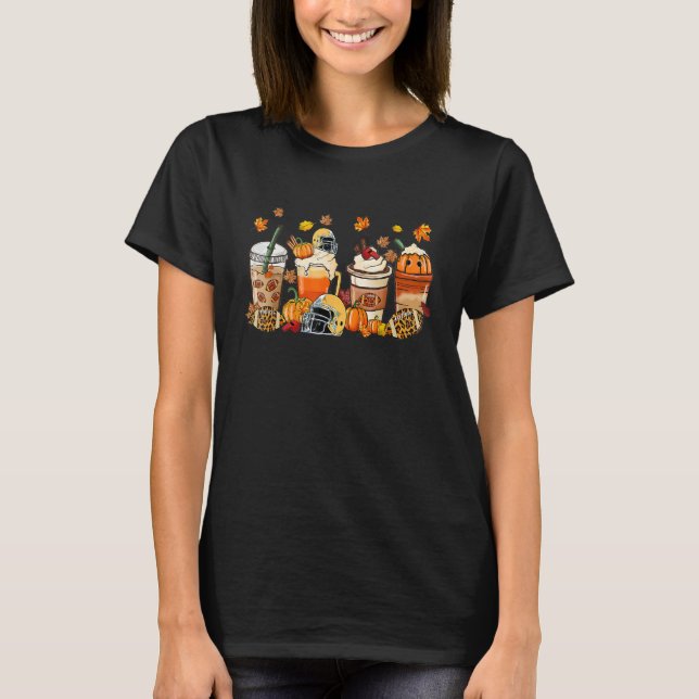 T-shirt Football Coffee Drink Pumpkin Spice Latte Autumn F (Devant)