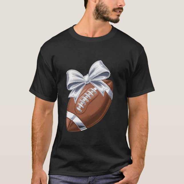 T-shirt Football Coquette Bow Football Maman Jeu Jour Femm (Devant)