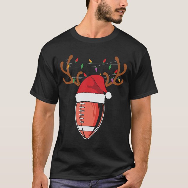 T-shirt Football de Noël Santa Hat Reindeer (Devant)