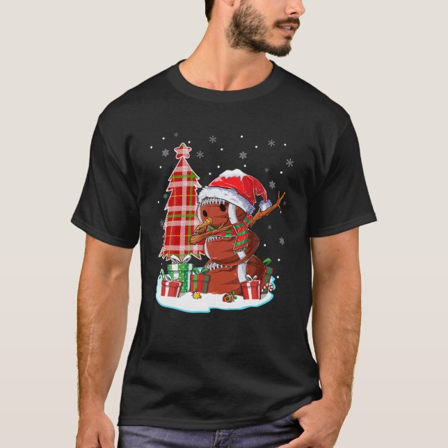 T-shirt Football de Noël Snowman Dabbing Santa Hat (Devant)