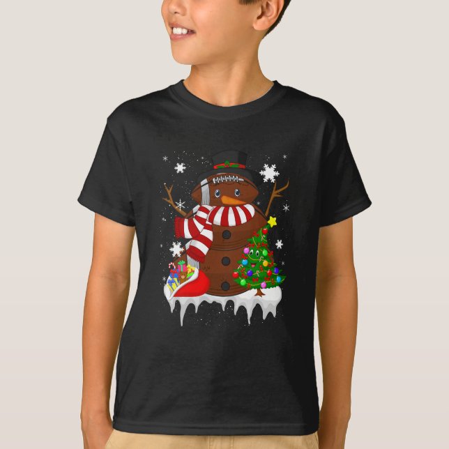 T-shirt Football de Noël Snowman Football Adulte Merry Xm (Devant)