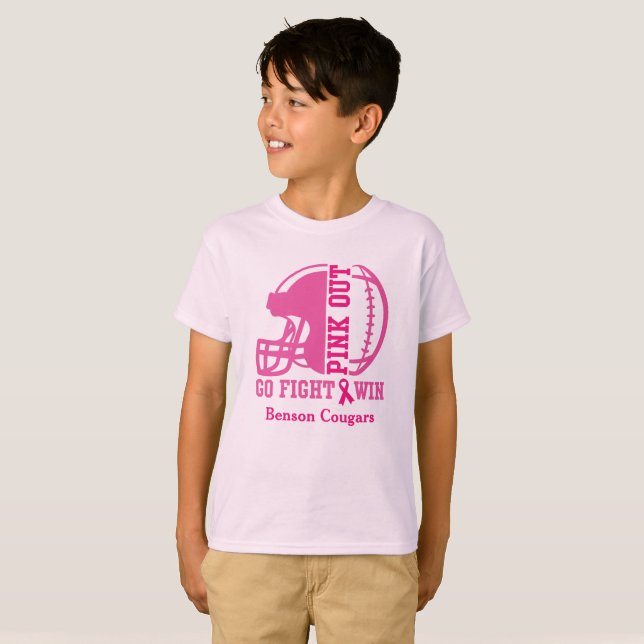 T-shirt Football de sensibilisation au cancer du sein rose (Devant entier)