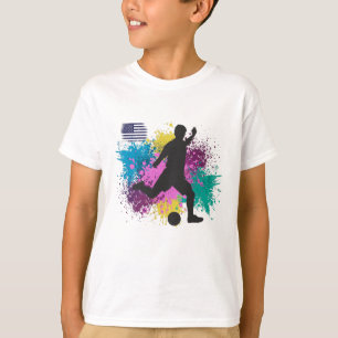 T-shirt Football de Soccer USA Couleurs Éclaboussures