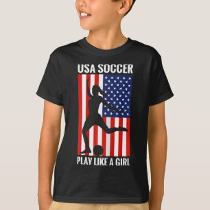 T-shirt Football drôle Usa Football Joue Comme Une Fille