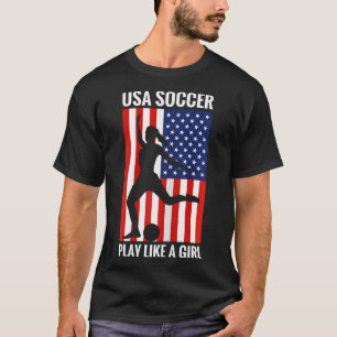 T-shirt Football Drôle Usa Football Joue Comme Une Fille