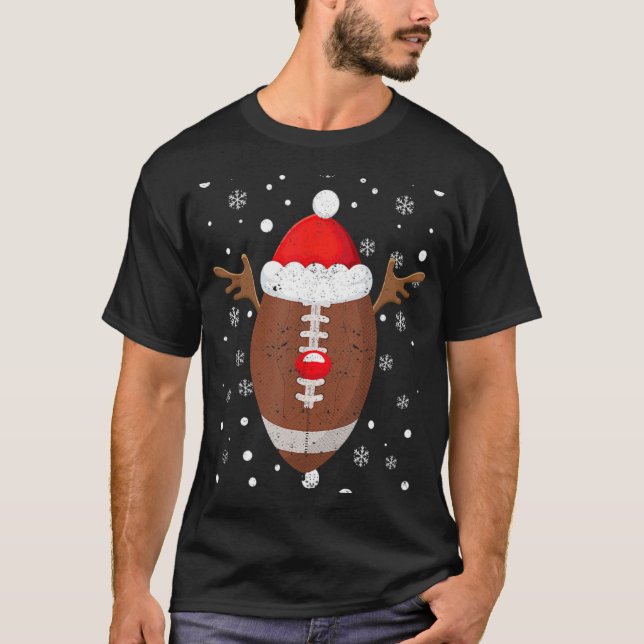 T-shirt Football Fan Reindeer Antlers Christmas Xmas Elk T (Devant)