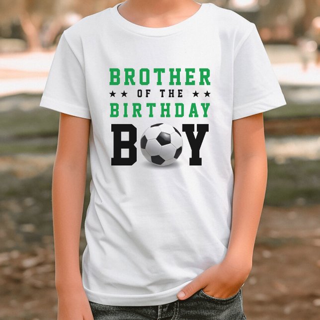 T-shirt Football Football Anniversaire Fête Frère frère fr (Green Black and White Soccer Football Birthday Party Sibling Brother T-Shirt)