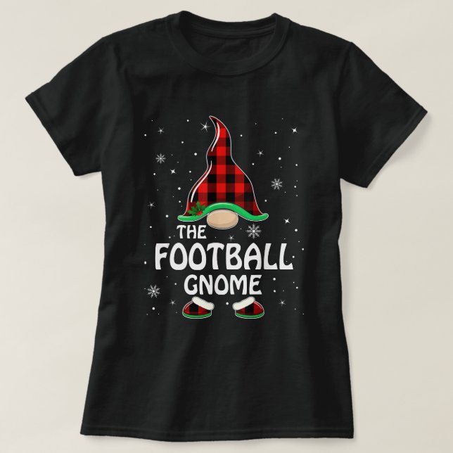 T-shirt Football Gnome Buffalo Plaid Matching Family Chris (Design devant)