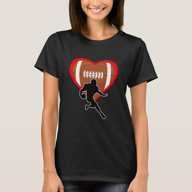 T-shirt Football Heart Sport Love Anti Valentines Day (Devant)