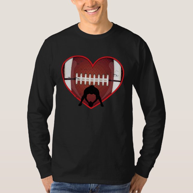 T-shirt Football Heart Valentine's Day Football  Mens Wome (Devant)