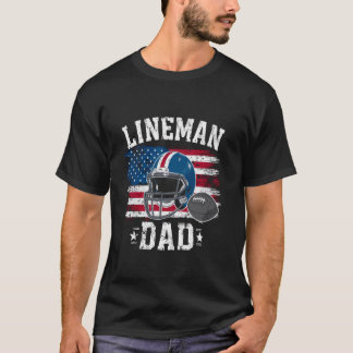 T-shirt Football Lineman Papa American Flag Fête des pères