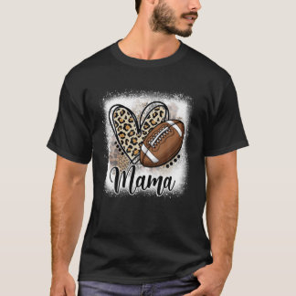 T-shirt Football Mama Funny Leopard Heart Famille Sportif