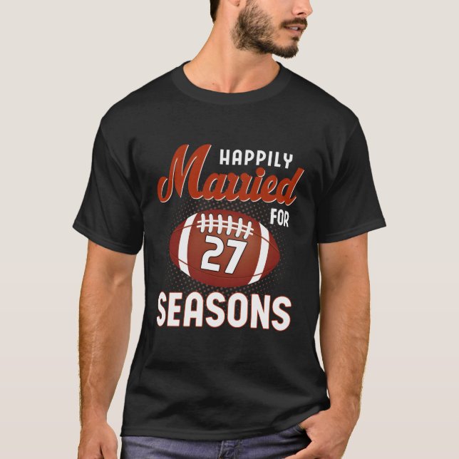 T-shirt Football Mariage de 27 ans marié (Devant)