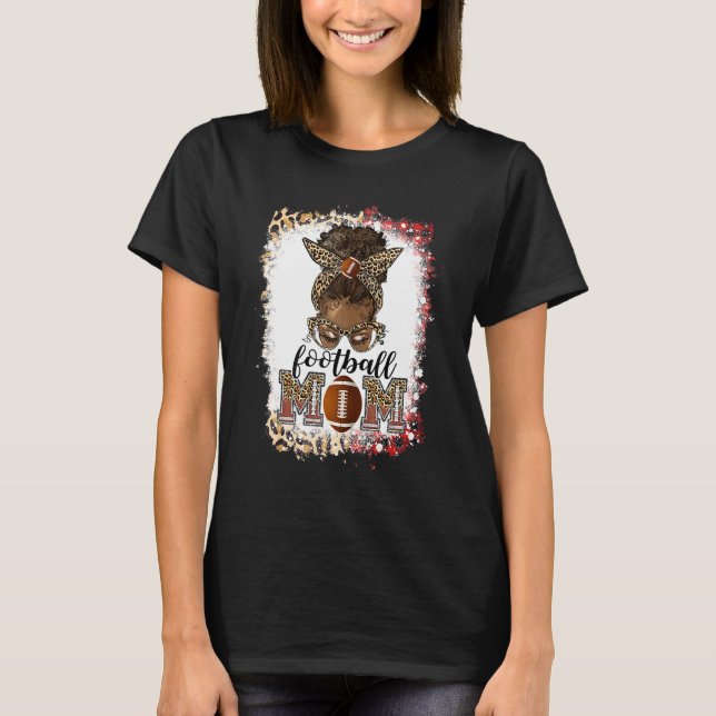 T-shirt Football mom black mom messy bun football game day (Devant)
