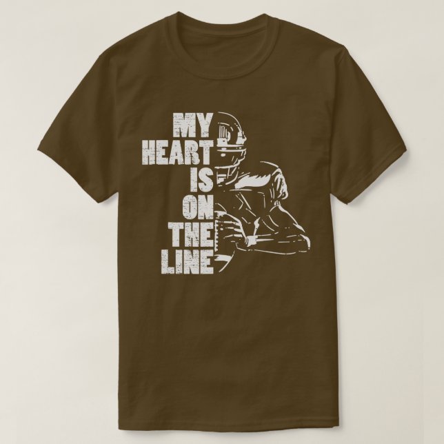T-shirt Football Mon Coeur Est En Ligne L'Offensive Linema (Design devant)