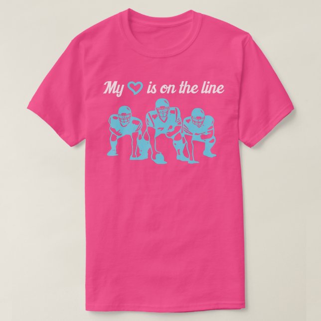 T-shirt Football My Heart Is On The Line Offensive Lineman (Design devant)