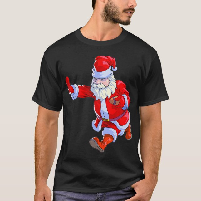 T-shirt Football Noël Homme garçons Football Père Noël (Devant)