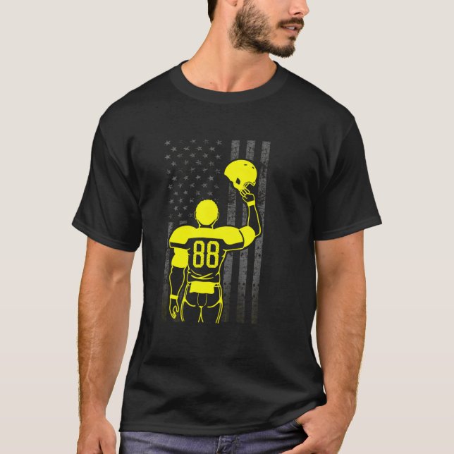 T-shirt Football Numéro 88 Jaune Drapeau Jaune Du Joueur D (Devant)