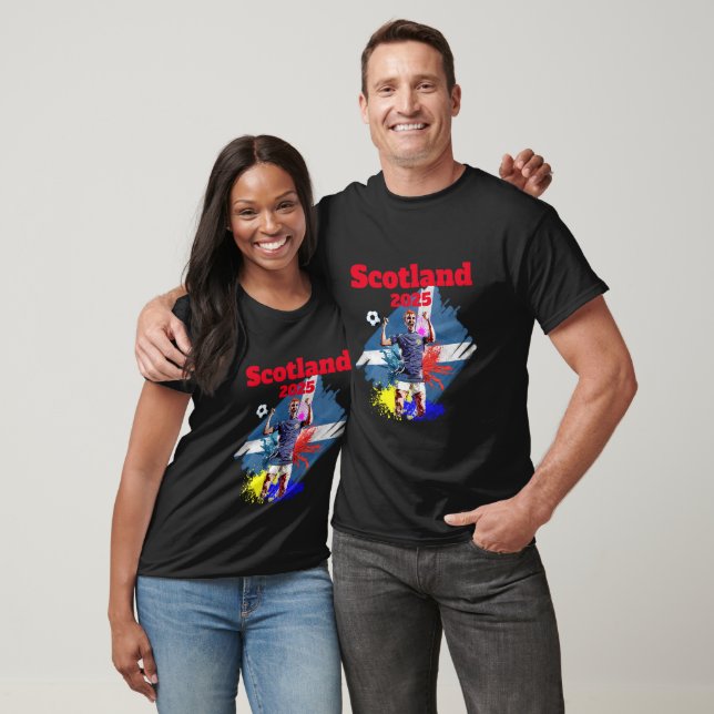 T-shirt Football Objectif Célébration du drapeau écossais (Unisexe)