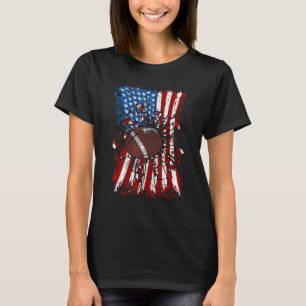 T-shirt Football patriotique 4 juillet Drapeaux américains