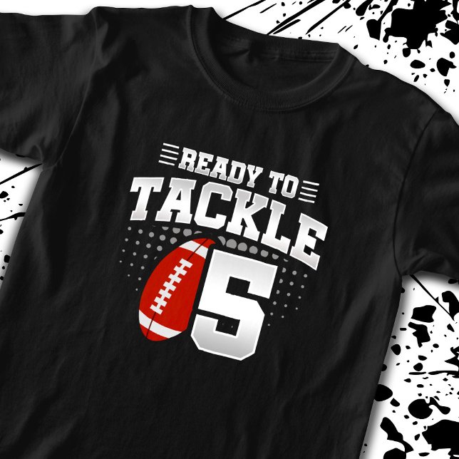 T-shirt Football Prêt À S'Attaquer 5 Ans Enfants 5e Annive (Créateur téléchargé)