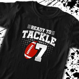 T-shirt Football Prêt À S'Attaquer 7 Ans Enfants 7e Annive