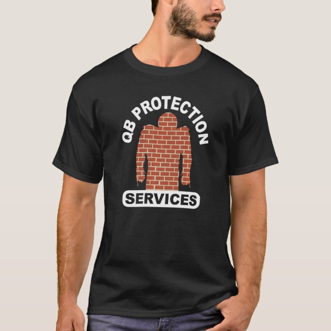 T-shirt football qb protection services offensive lineman (Devant)