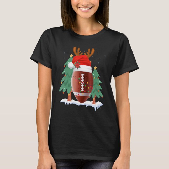 T-shirt Football Reindeer Santa Hat Christmas Winter Seaso (Devant)