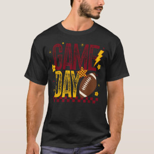 T-shirt Football Saison de Football Rétro Marron à Carreau