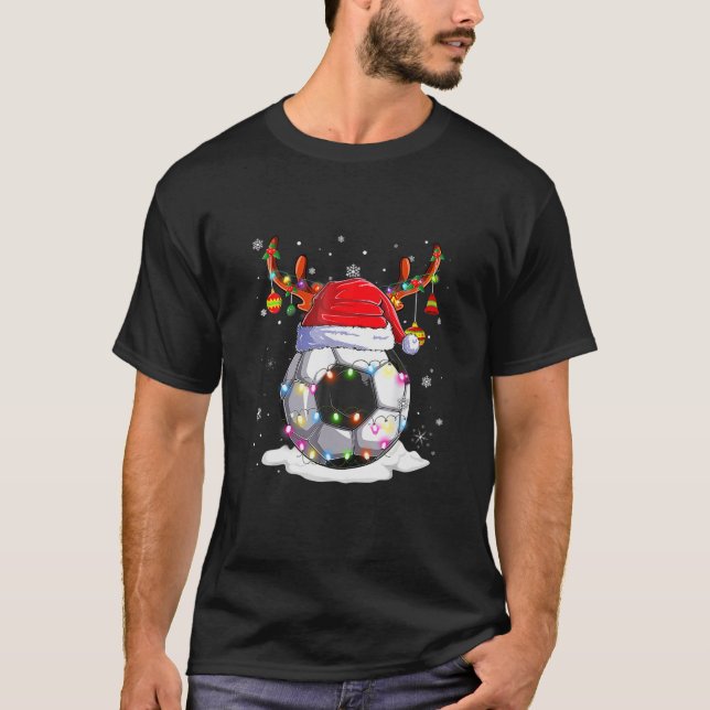 T-shirt Football Santa Hat Reindeer Football Pyjama Hommes (Devant)